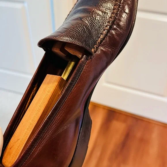 Men's Leather Loafers - Burgundy - Picture 6 of 15